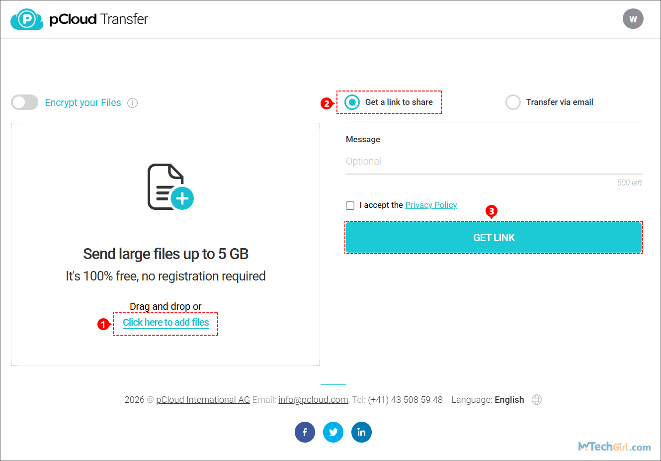 pCloud Transfer for link
